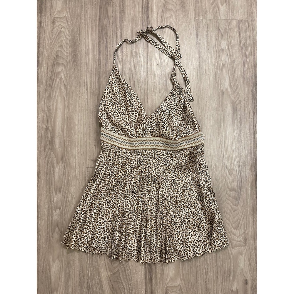 Vintage Guess By Marciano Y2K Leopard Halter Top Pleated Mobwife‎